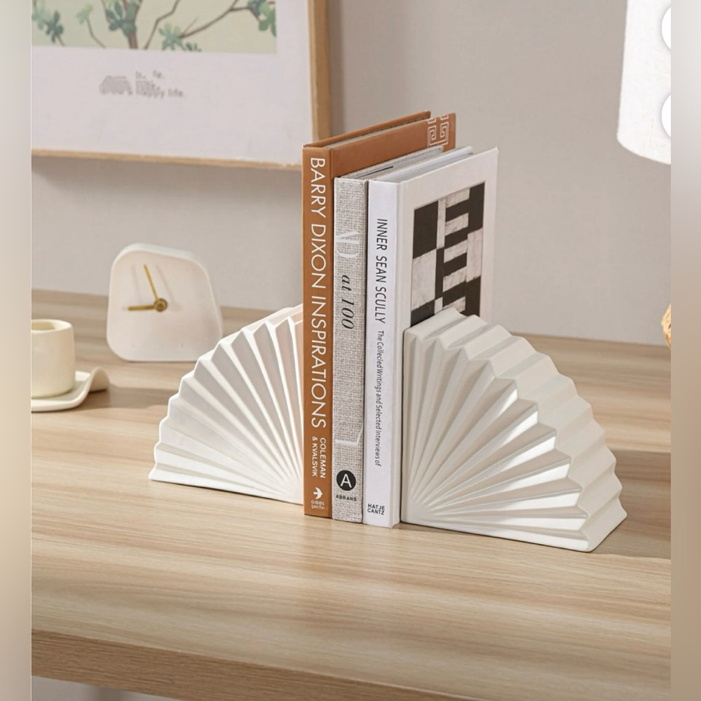 Ceramic Matte White Stone  Bookends
